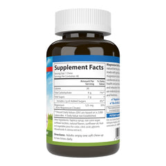 Label showing 125 mg magnesium per chew