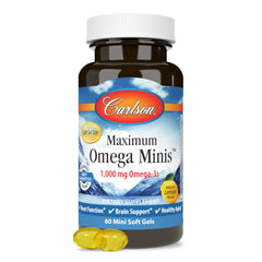 Fresh, sealed Carlson Omega Minis bottle