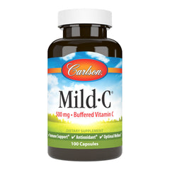 Carlson Mild-C 500 mg Buffered Vitamin C bottle label hero image