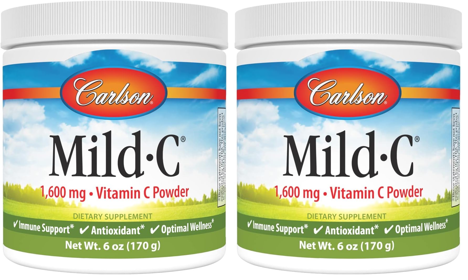 Bottle of Carlson Mild-C Vitamin C Powder, 6 oz (170 g) Pack of 2