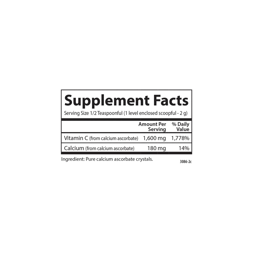 Nutrition facts for Carlson Mild-C Vitamin C Powder