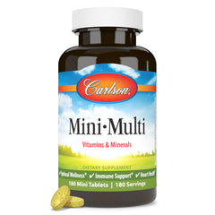 Carlson Mini-Multi hero image showing small multivitamin tablets