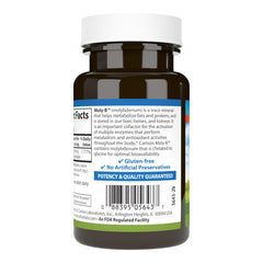 Tablets of Carlson Moly-B chelated molybdenum on white background