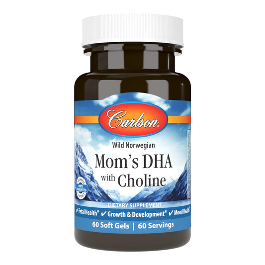 Carlson Mom's DHA with Choline bottle and label - 60 softgels