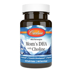 Carlson Mom's DHA with Choline bottle and label - 60 softgels