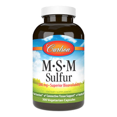 Bottle of Carlson MSM sulfur 1000 mg vegetarian capsules