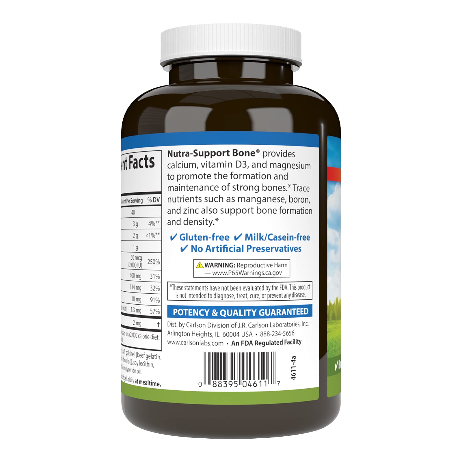 Softgel capsules from Carlson Nutra-Support Bone supplement
