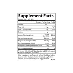 Ingredient panel featuring calcium and vitamin D3 on label