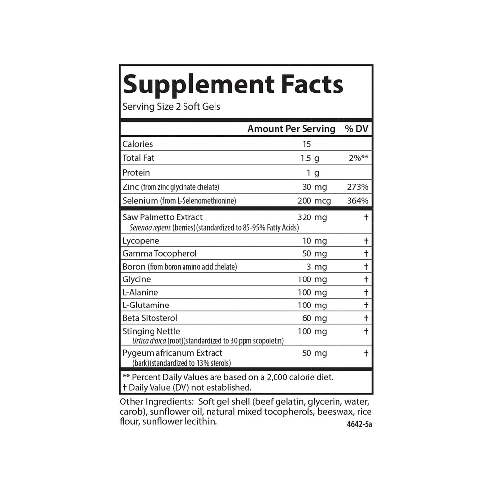 Nutrition facts panel on the bottle label