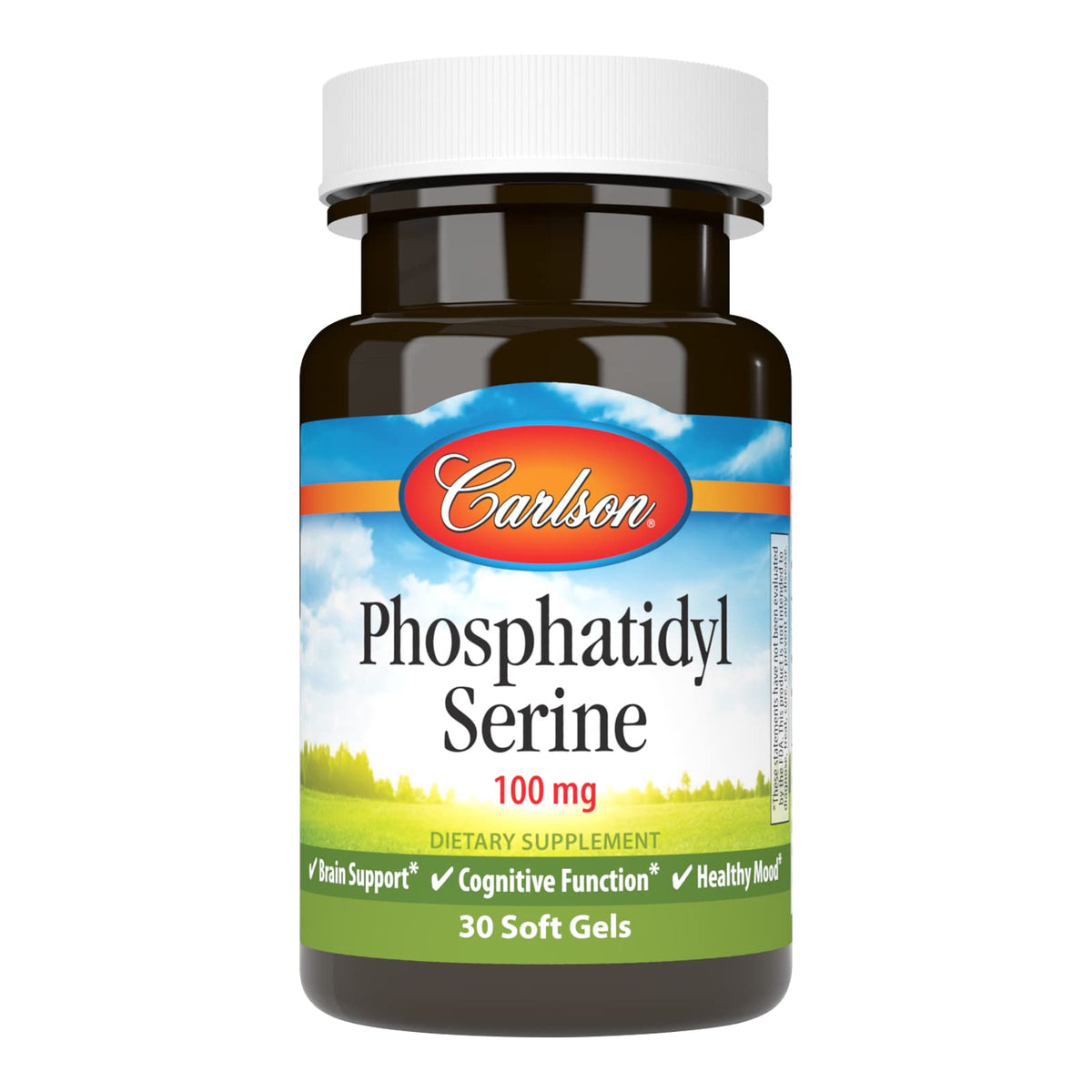Front view of Carlson Phosphatidyl Serine 100 mg softgels