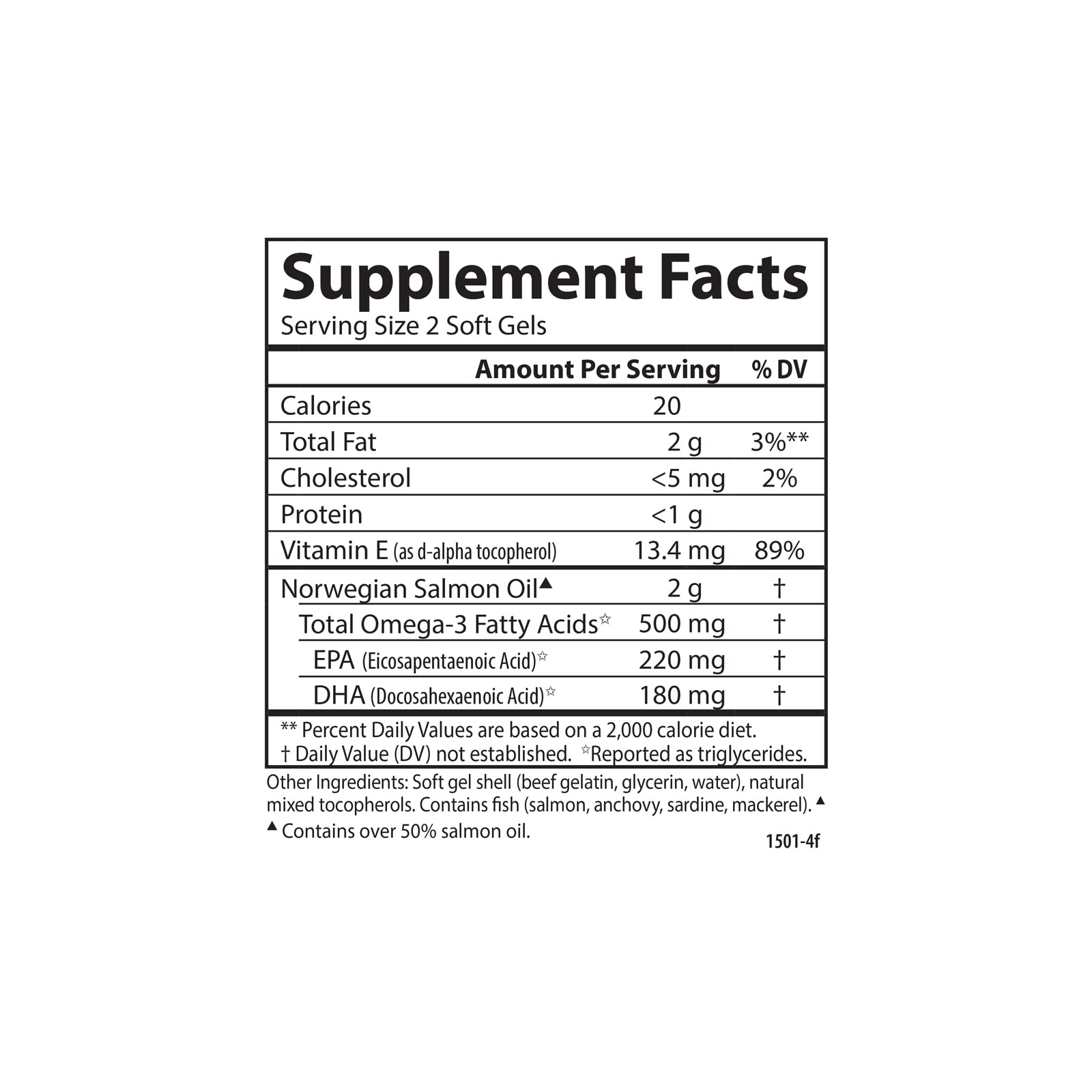 Carlson Salmon Oil label detail emphasizing certifications.