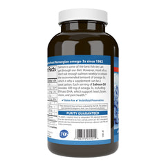 Carlson Salmon Oil softgels close-up for easy daily supplementation.