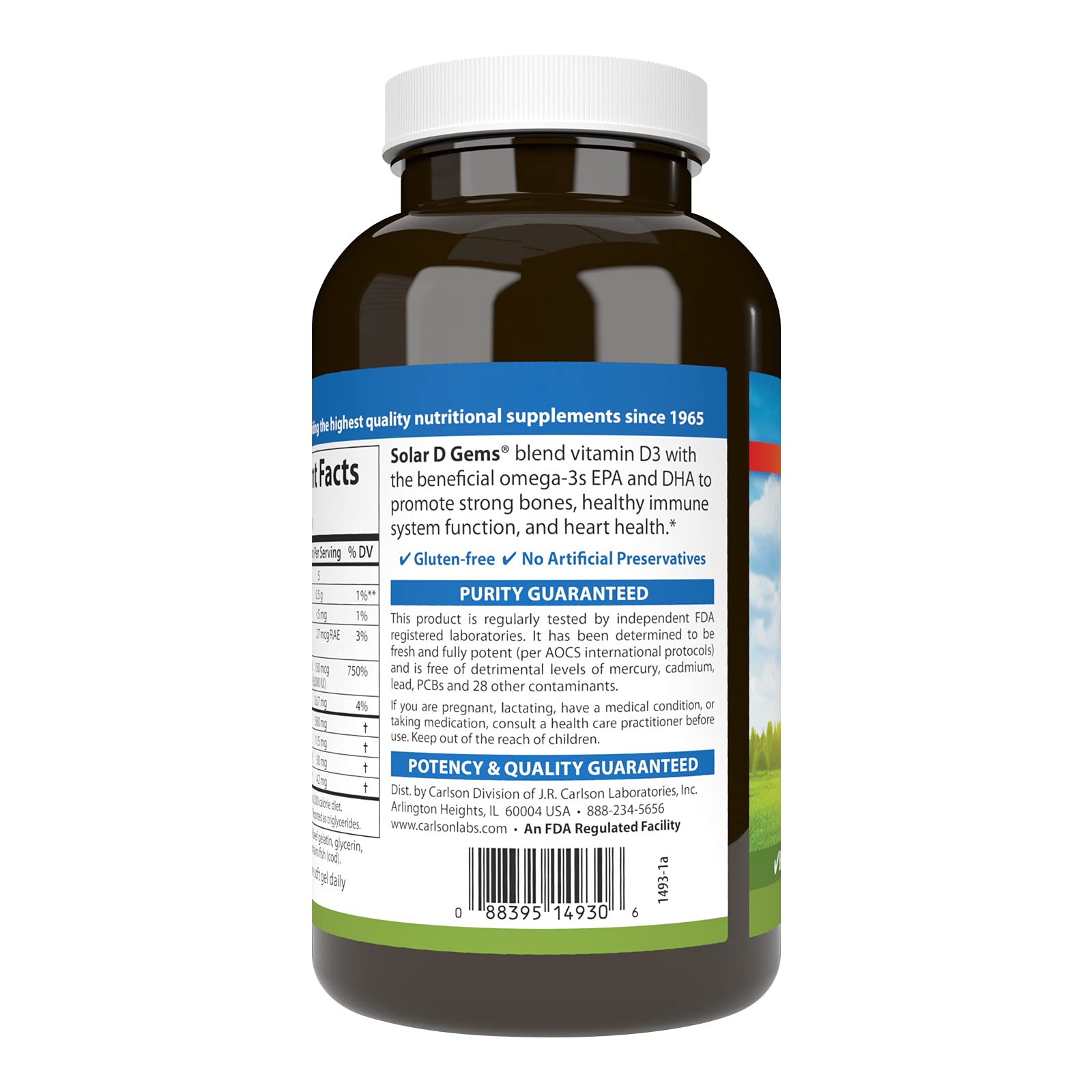 Nutrition info showing 6000 IU D3 and 115 mg omega-3s per serving