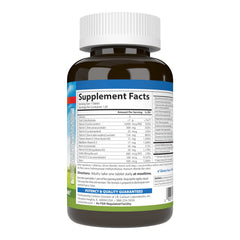 Back label with supplement facts for Carlson Multivitamin