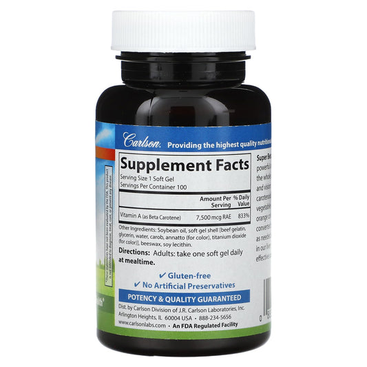 Close-up of Carlson Super Beta Carotene softgels
