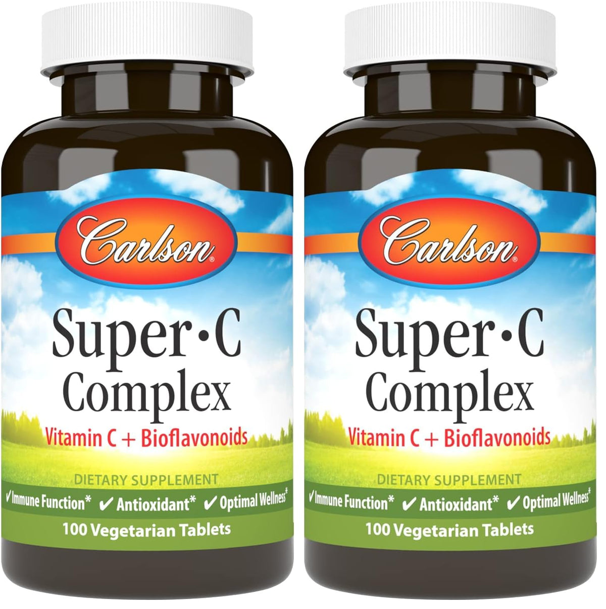 Carlson Super-C Complex hero image showing 100 vegetarian tablets pack 2