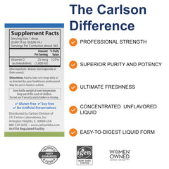 Close-up of Carlson D3 vitamin D drops bottle