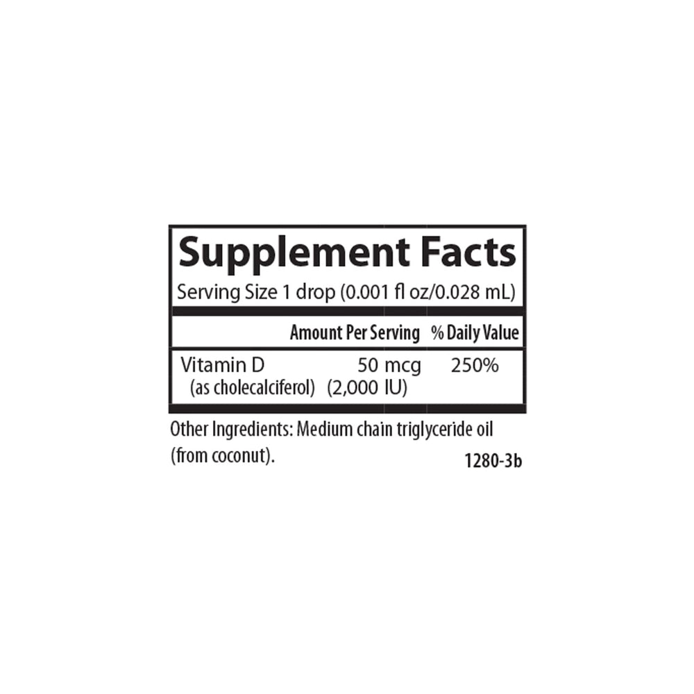 Unflavored liquid vitamin D3 drops bottle