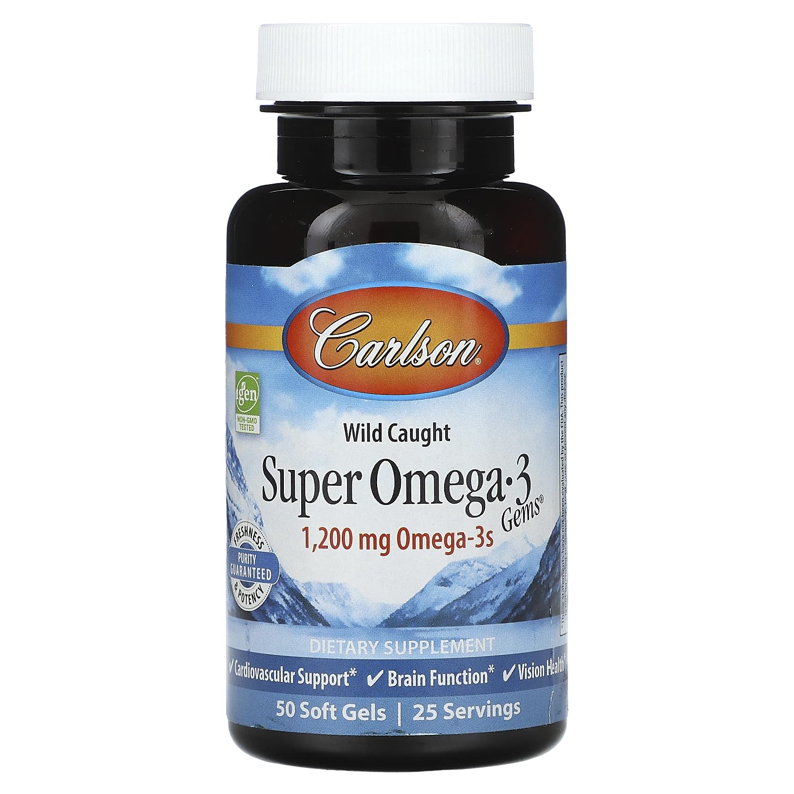 Carlson Super Omega-3 Gems bottle with 50 soft gels