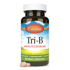 Front view of Carlson Tri-B B-Complex bottle