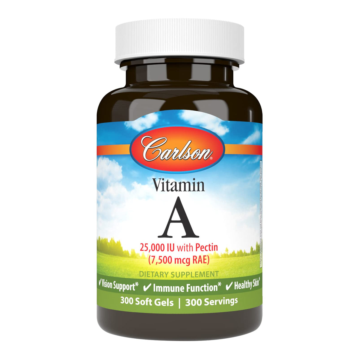Carlson Vitamin A 25000 IU with Pectin bottle and label