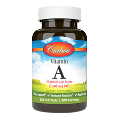 Carlson Vitamin A 25000 IU with Pectin bottle and label
