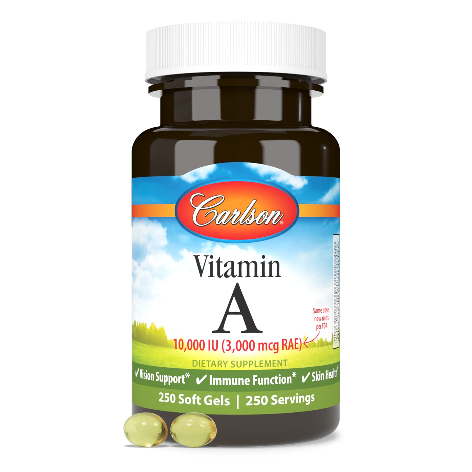 Carlson Vitamin A bottle with label detail