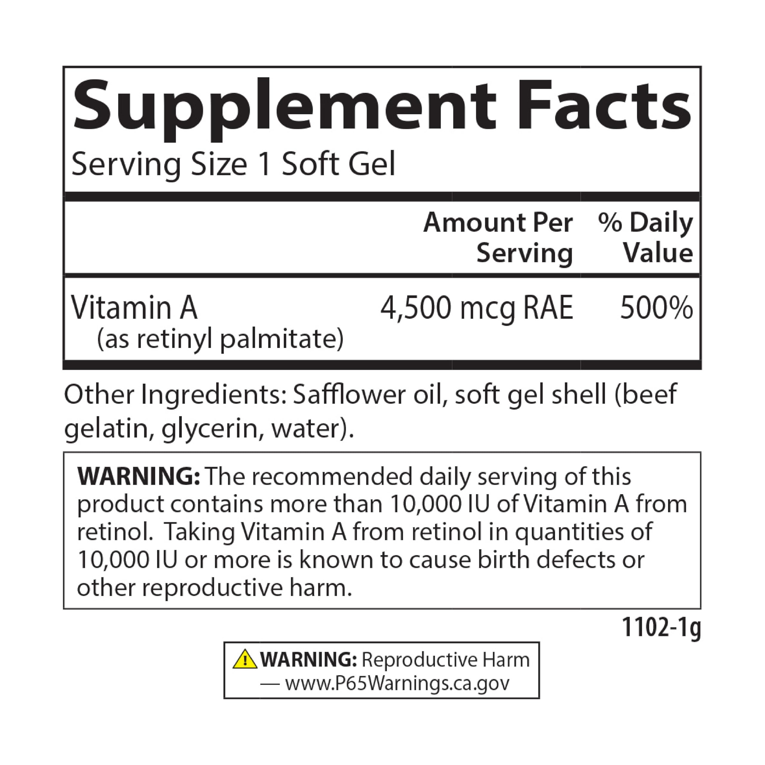 Lab-tested potency and quality badge for Carlson Vitamin A Palmitate