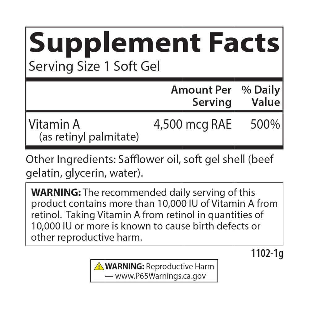 Lab-tested potency and quality badge for Carlson Vitamin A Palmitate