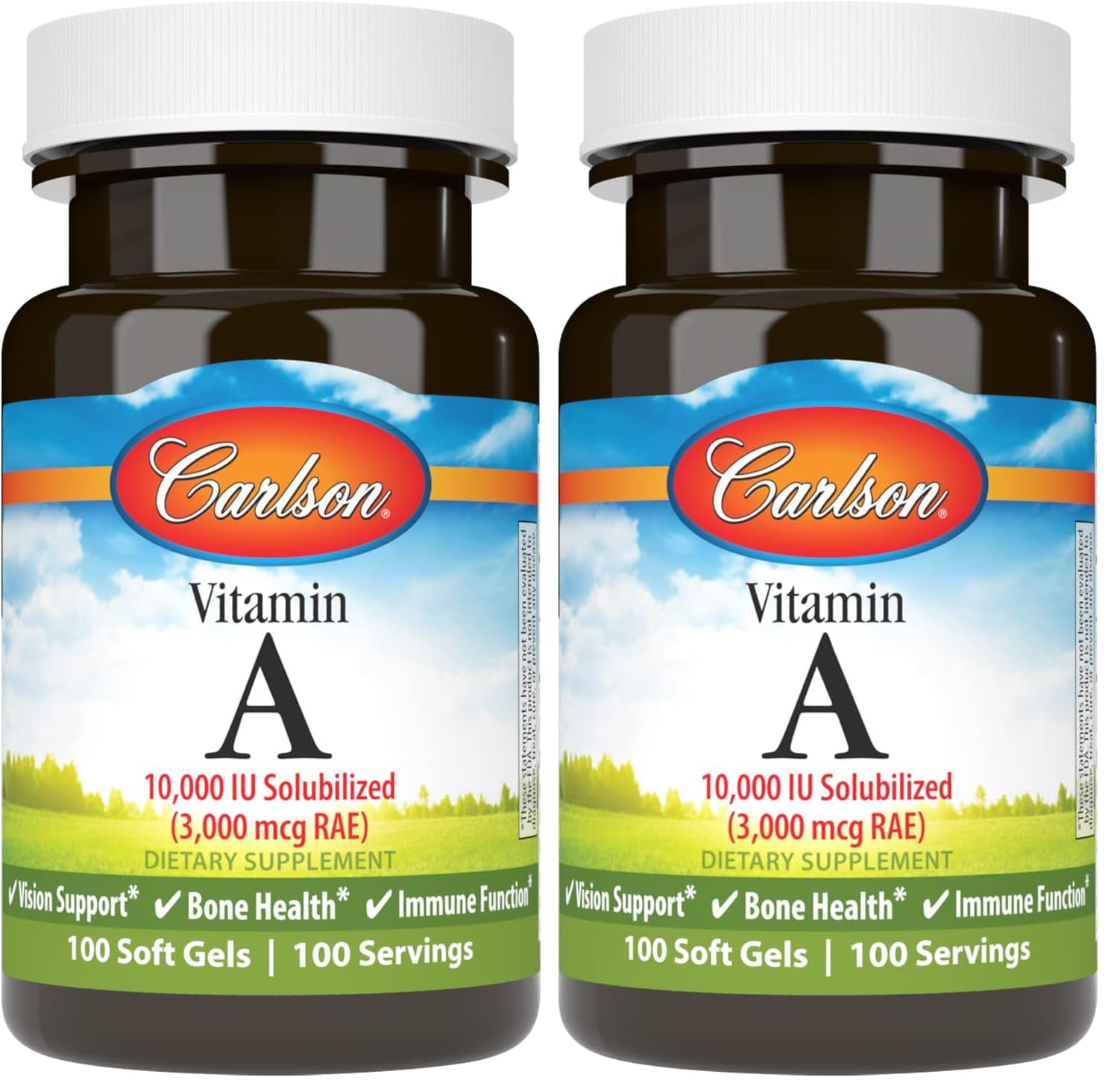 Carlson Vitamin A Solubilized Softgels bottle – Pack of 2 (front view)