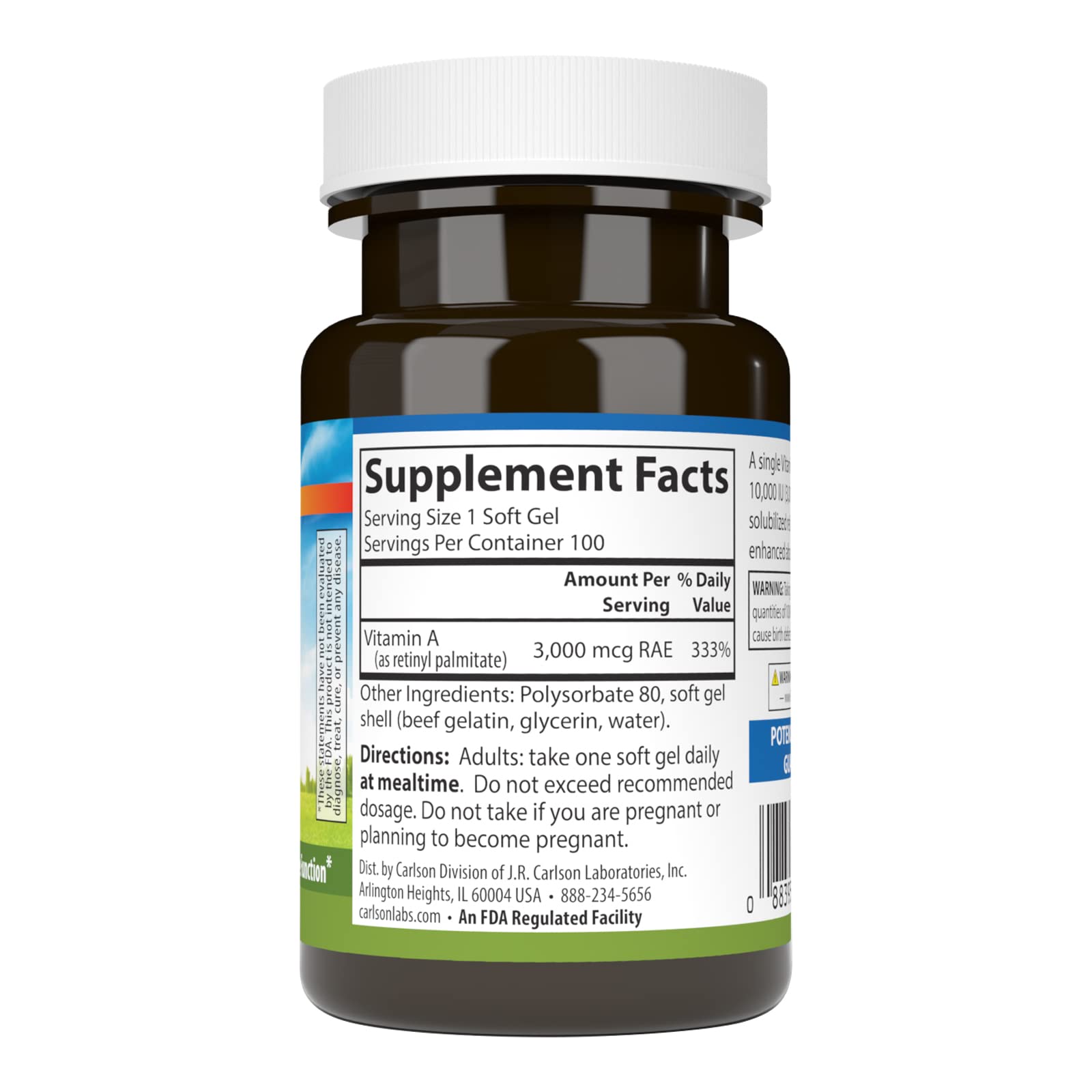 Close-up of Carlson Vitamin A Solubilized Softgels