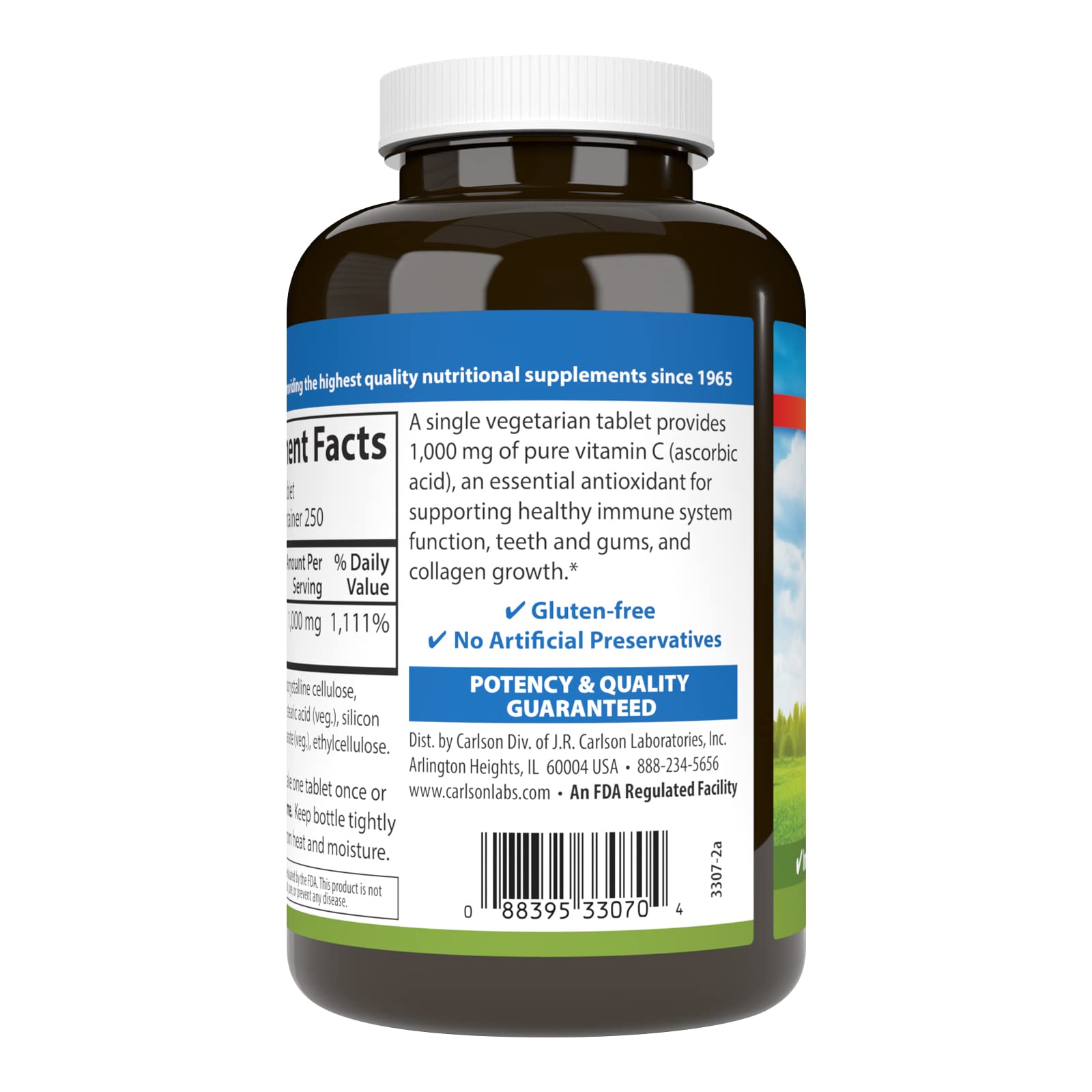 Carlson Vitamin C 1000 mg bottle with 250 count packaging
