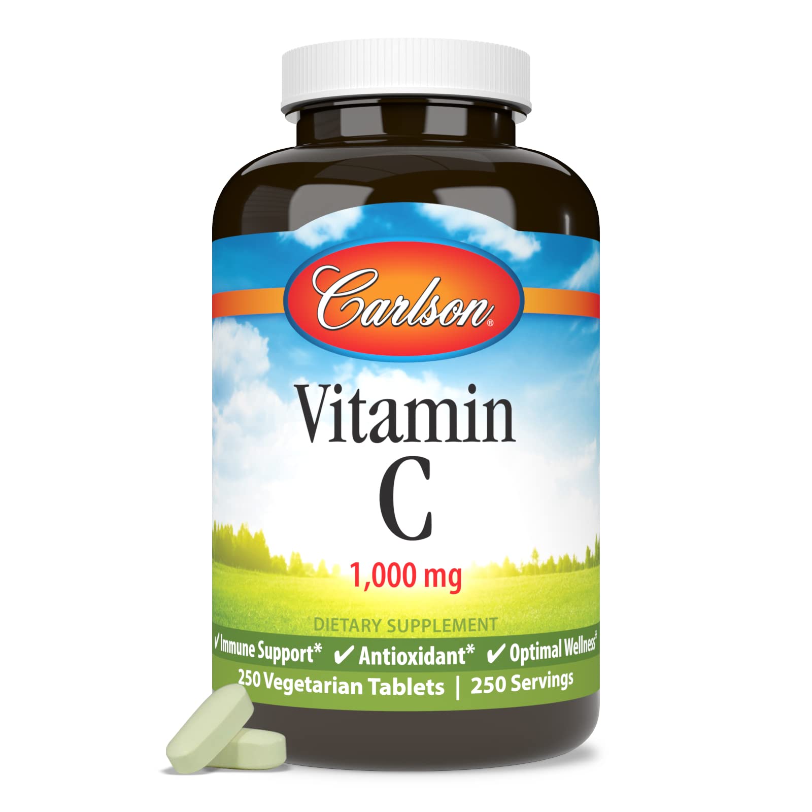 Nutrition facts panel for Carlson Vitamin C 1000 mg