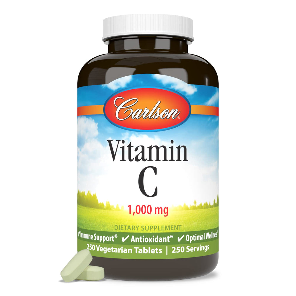 Nutrition facts panel for Carlson Vitamin C 1000 mg