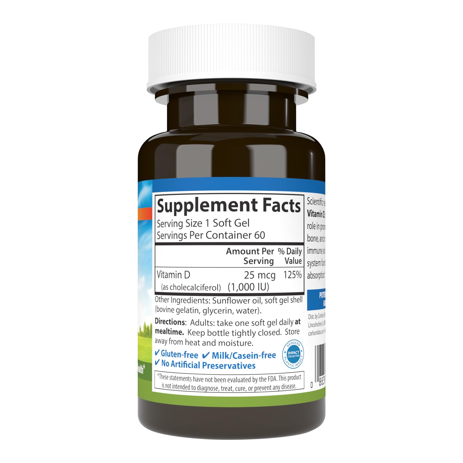 Close-up of Vitamin D3 1000 IU soft gels