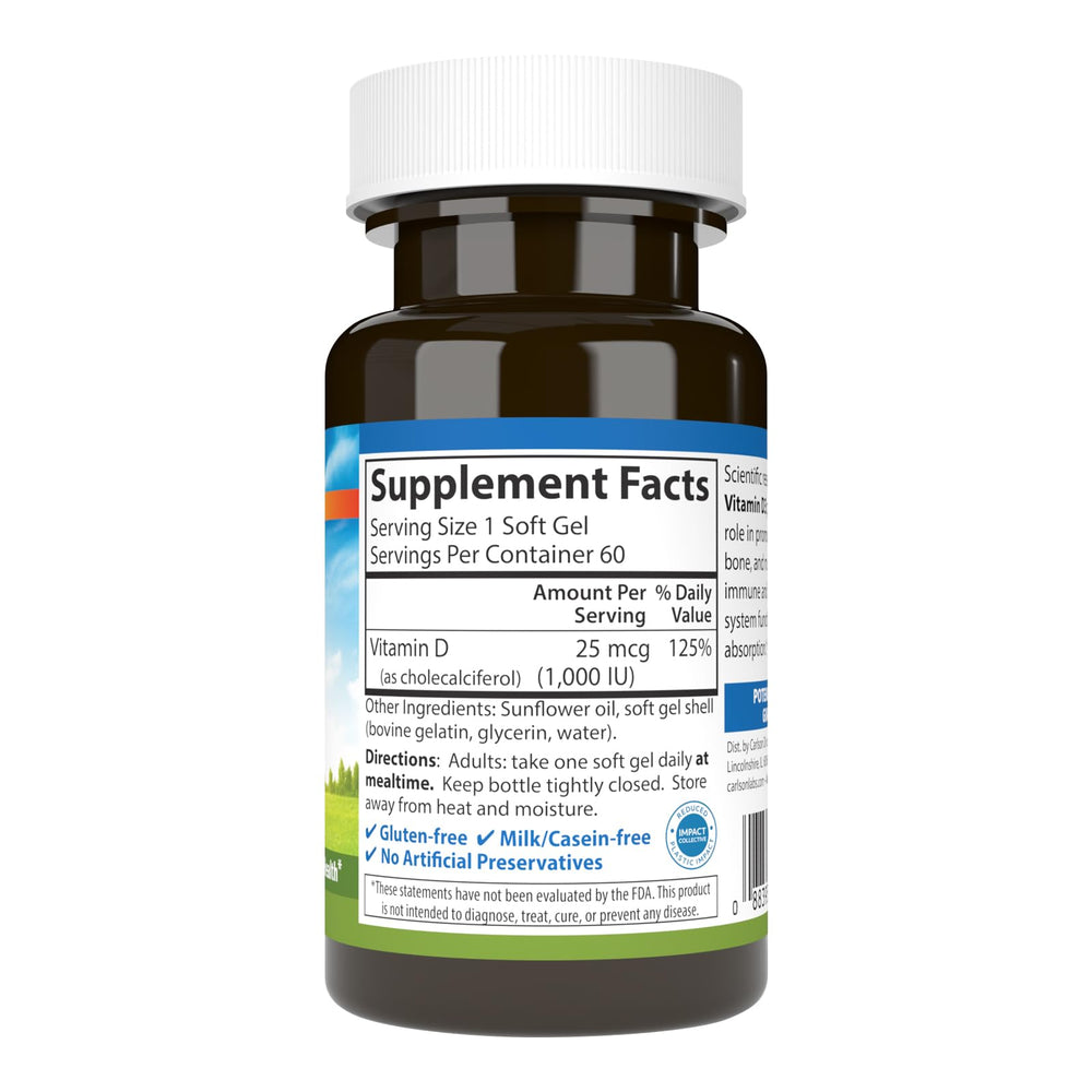 Close-up of Vitamin D3 1000 IU soft gels