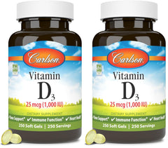 Carlson Vitamin D3 1000 IU soft gels bottle front