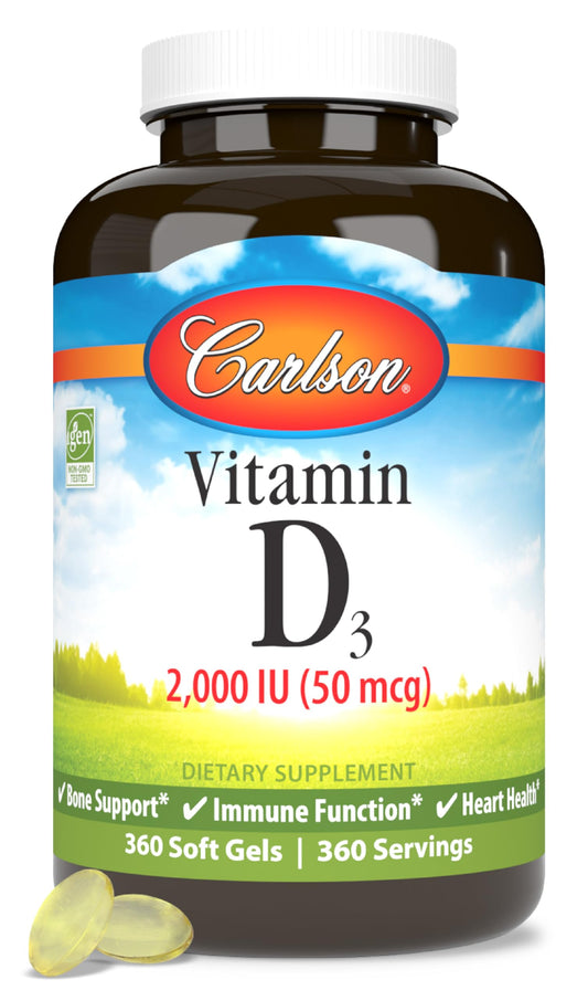 Carlson Vitamin D3 2000 IU bottle front label
