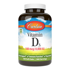 Carlson Vitamin D3 4000 IU softgels bottle - 360 count