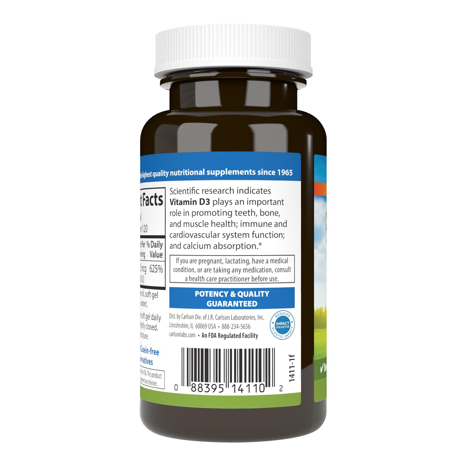 Vitamin D3 5000 IU Soft Gels label close-up