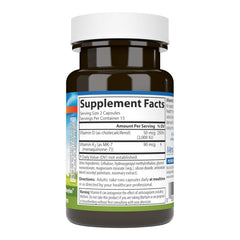 Label showing D3 and K2 amounts: 50 mcg (2000 IU) D3 and MK-7