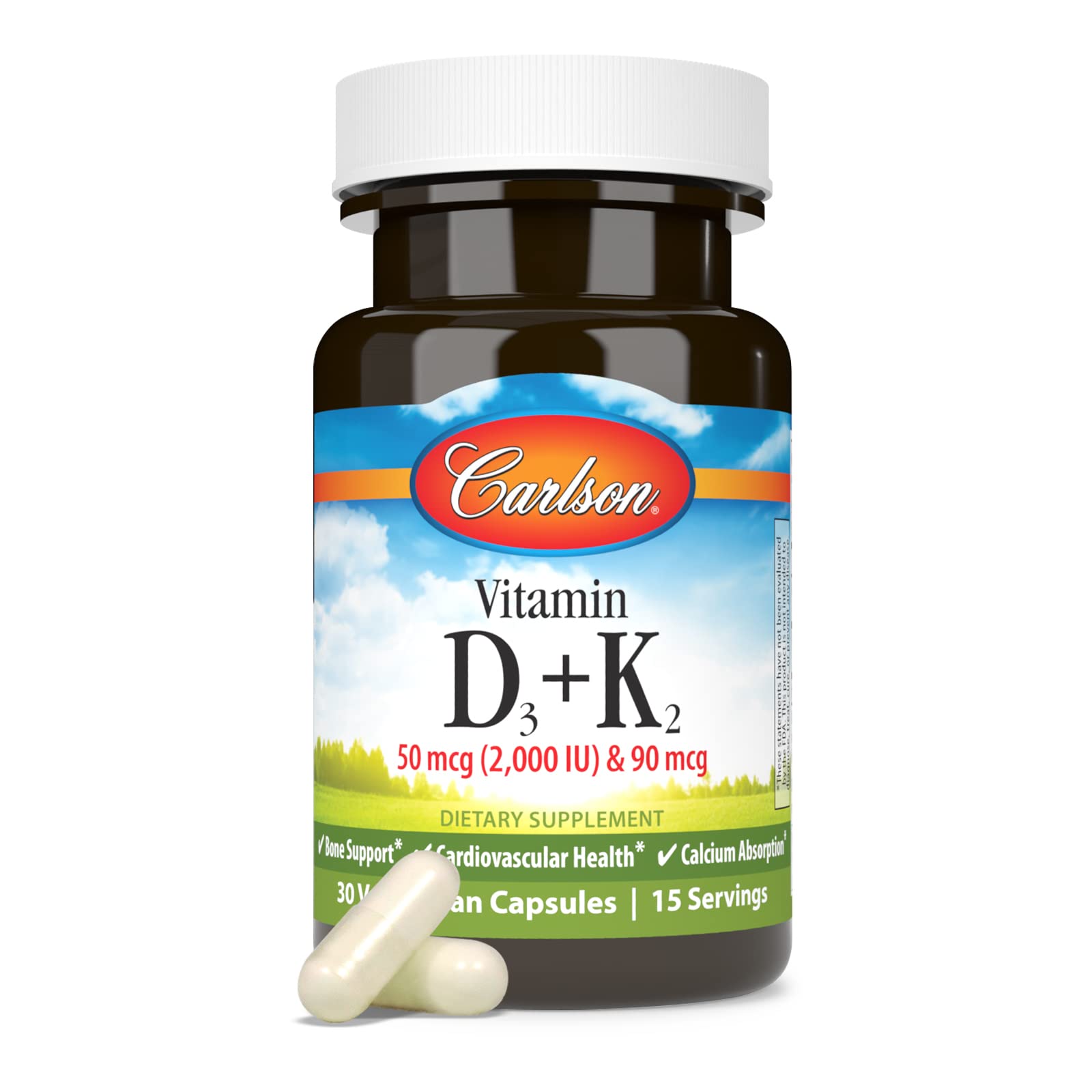 Close-up of MK-7 vitamin K2 on label