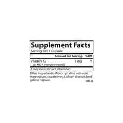 Back nutrition information for Carlson Vitamin K2 MK-4