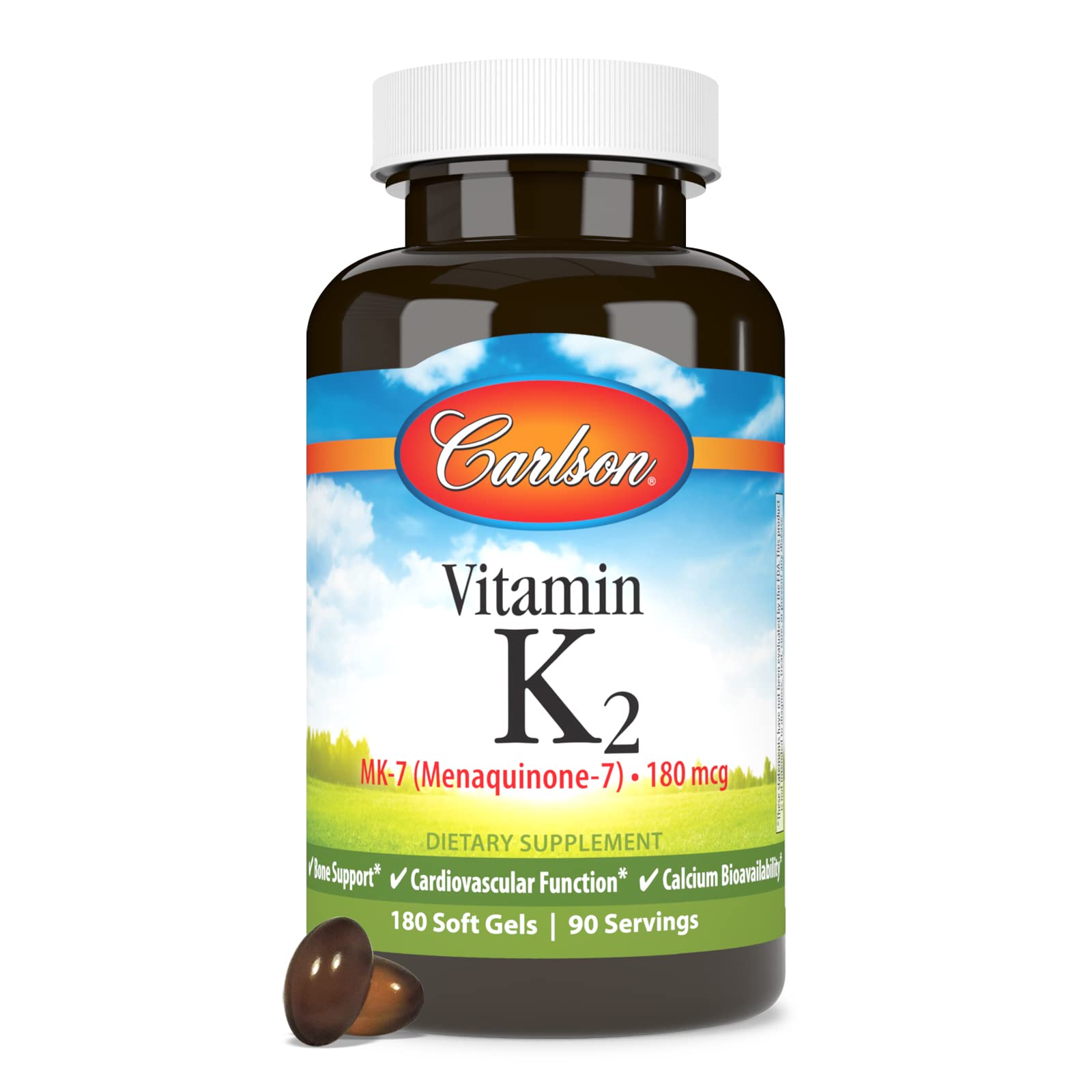MenaQ7 branding on Carlson Vitamin K2 MK-7 bottle