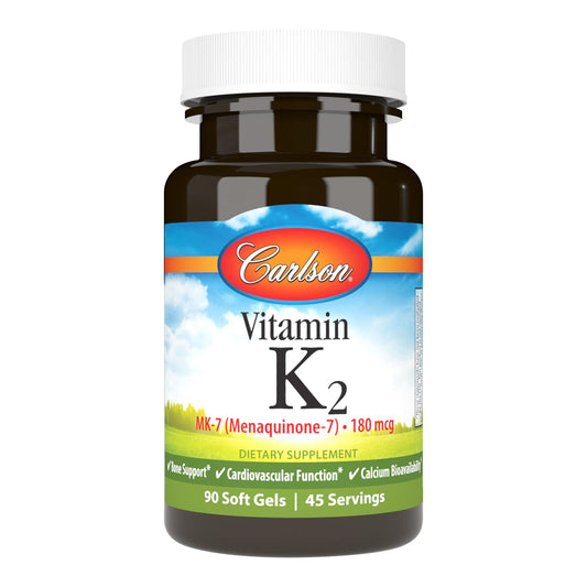 Carlson Vitamin K2 MK-7 softgel bottle front