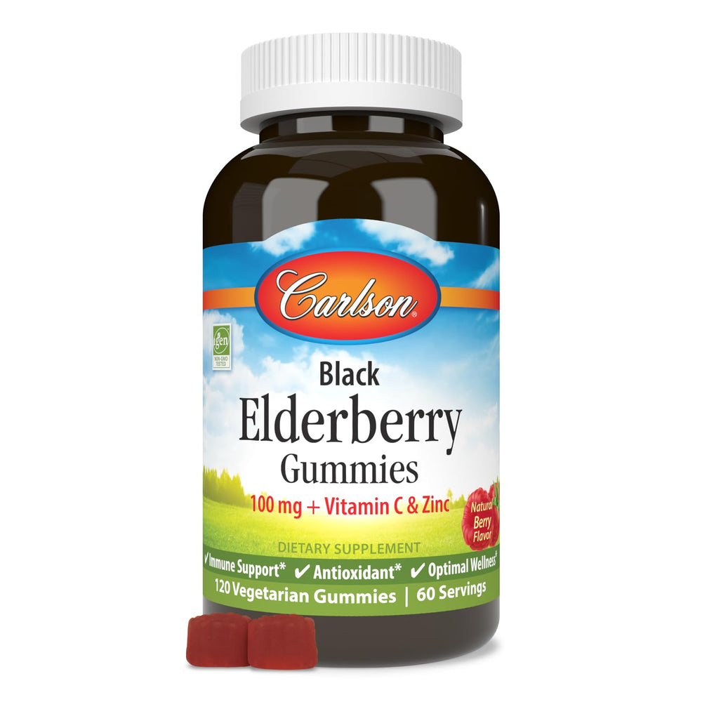 Carlson Black Elderberry Gummies bottle front label