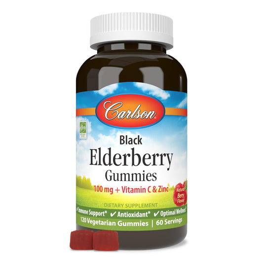 Carlson Black Elderberry Gummies bottle front label