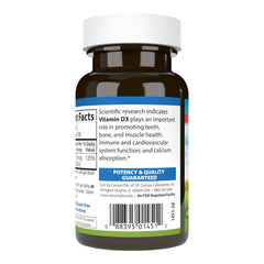 Close-up of Carlson Vitamin D3 1000 IU soft gels in bottle