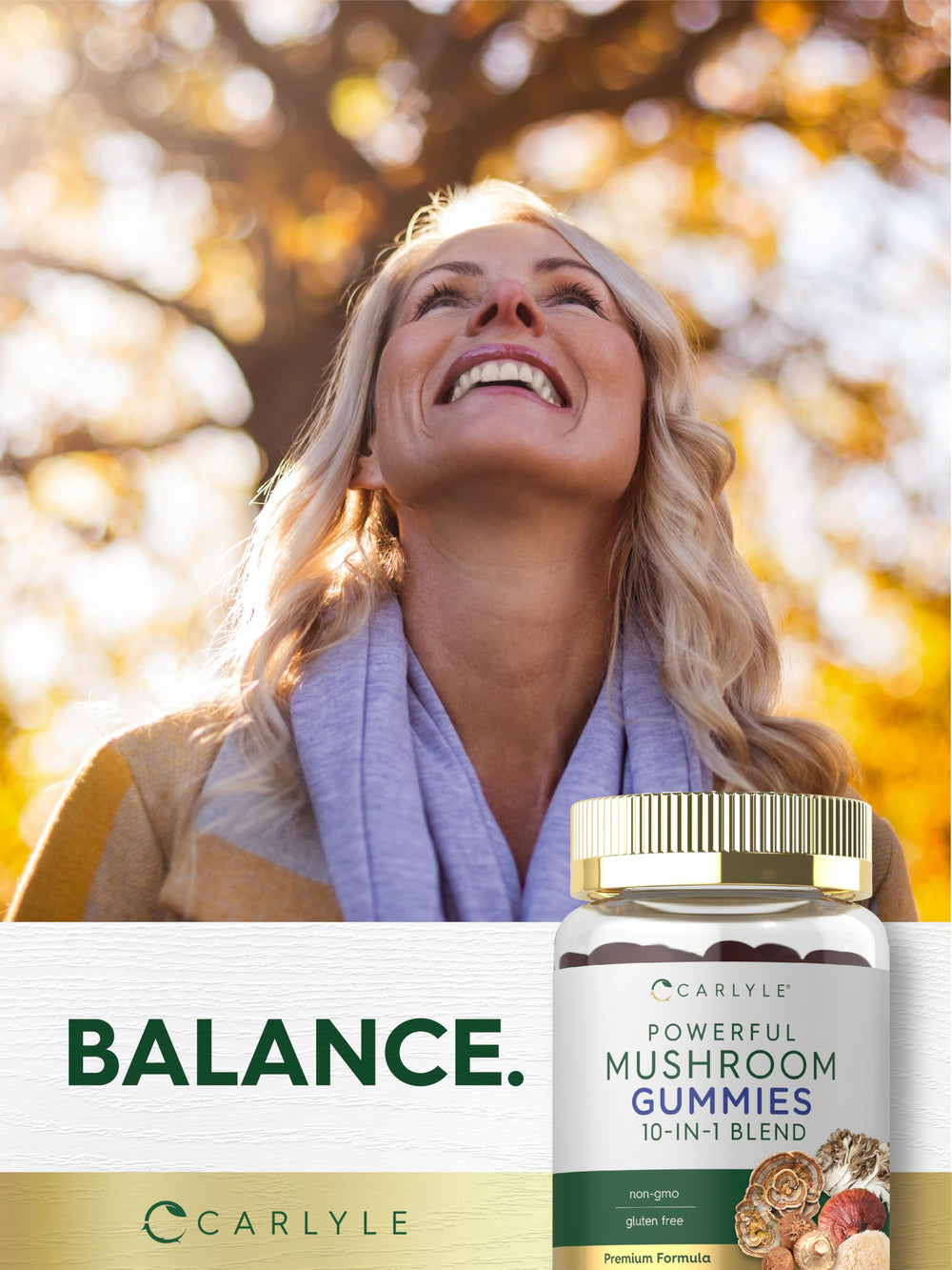 Label highlighting 10-in-1 mushroom blend