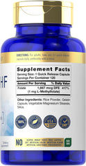 Close-up of Carlyle 5-MTHF L-Methylfolate 1mg capsules
